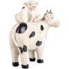 Clayre & Eef 6PR5273 Decorative Cow with Pig and Chicken White Black 12x5x13 cm