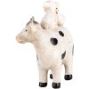 Clayre & Eef 6PR5273 Decorative Cow with Pig and Chicken White Black 12x5x13 cm