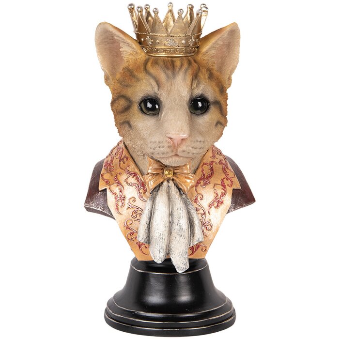 Clayre & Eef 6PR5107 Decorative Bust Cat Brown Beige 20x19x37 cm Country Style