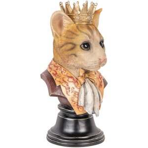 Clayre & Eef 6PR5107 Decorative Bust Cat Brown Beige 20x19x37 cm Country Style