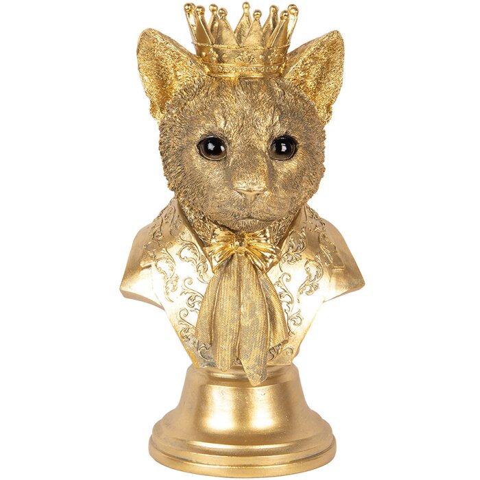 Clayre & Eef 6PR5108 Decoration Bust Cat Gold coloured 20x19x37 cm