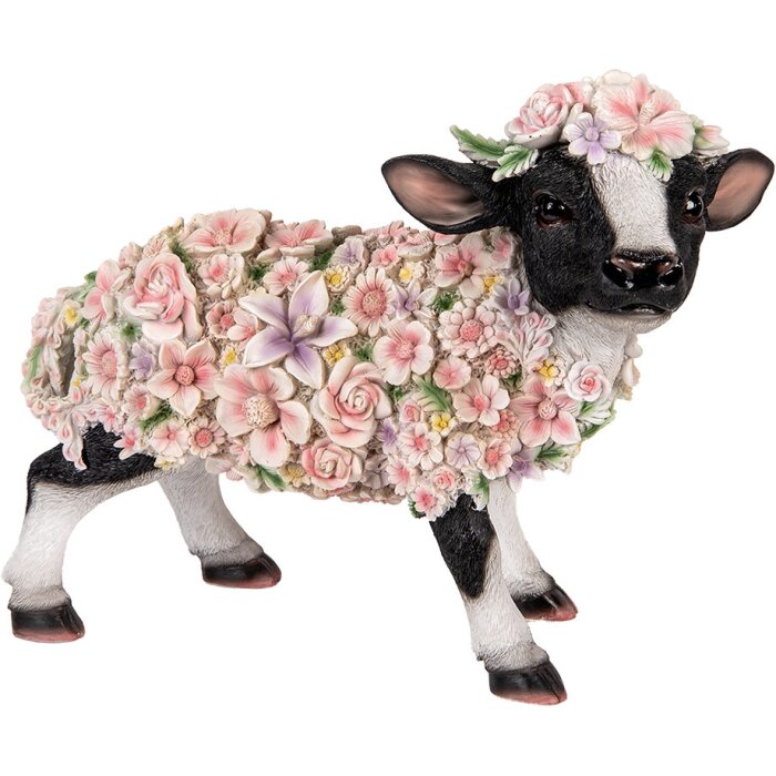 Clayre & Eef 6PR5110 Decorative Cow Black White Pink 41x19x33 cm