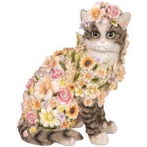 Clayre & Eef 6PR5111 Decorative Cat Grey Pink 25x19x31 cm Country Style