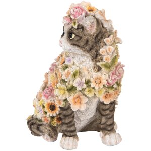 Clayre & Eef 6PR5111 Decorative Cat Grey Pink 25x19x31 cm Country Style