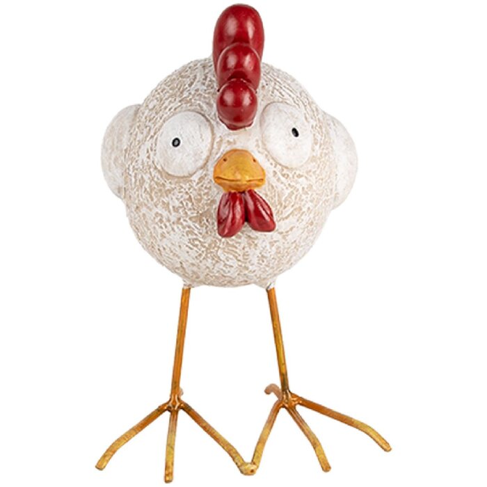 Clayre & Eef 6PR5251 Decorative Chicken White Red 14x9x15 cm Country Style