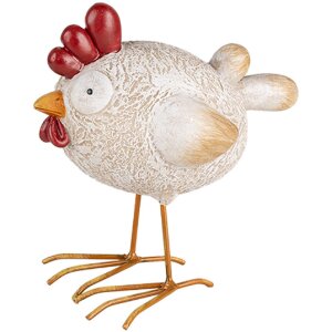 Clayre & Eef 6PR5251 Decorative Chicken White Red 14x9x15 cm Country Style