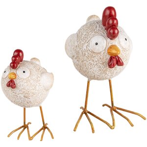 Clayre & Eef 6PR5251 Decorative Chicken White Red 14x9x15 cm Country Style