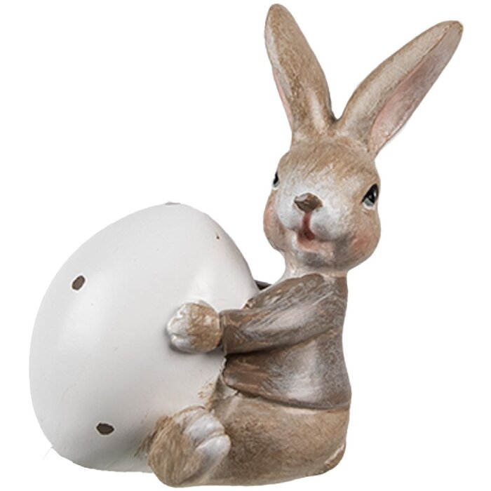 Clayre & Eef 6PR5265 Decorative Rabbit with Egg Brown White 5x4x8 cm