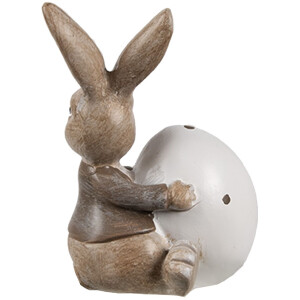 Clayre & Eef 6PR5265 Decorative Rabbit with Egg Brown White 5x4x8 cm