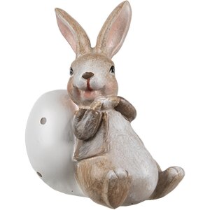 Clayre & Eef 6PR5266 Decorative Rabbit with Egg Brown White 6x4x8 cm