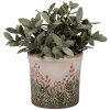 Clayre & Eef 6CE2017S Flower Pot Ceramic Beige Green Ø 13x12 cm Country Style