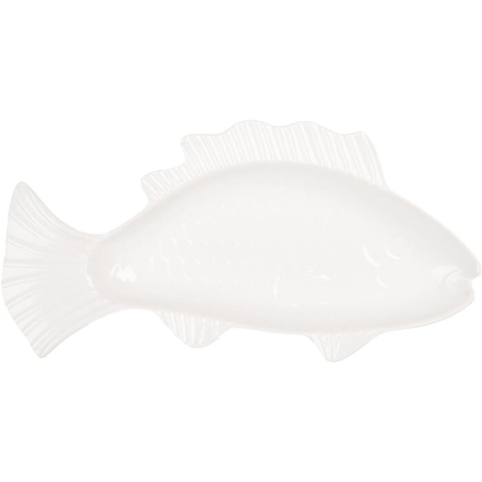 Clayre & Eef 6CEBO0196 Bowl Fish White Ceramic 30x15x3 cm 150 ml