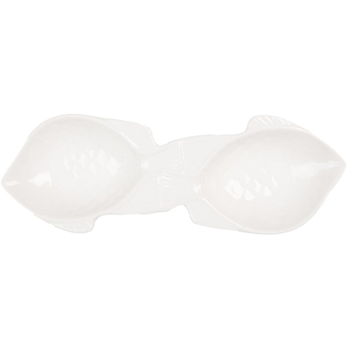 Clayre & Eef 6CEBO0198 Bowl Fish Ceramic White 26x9x3 cm 2x50 ml