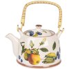 Clayre & Eef 6CETE0177 Teapot Ceramic White Yellow 800 ml Retro Vintage