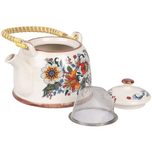 Clayre & Eef 6CETE0178 Teapot Ceramic 800 ml White Blue Vintage Style