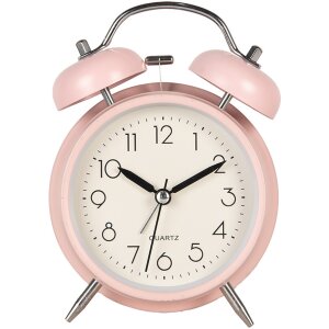 Clayre & Eef 6AC0031P Alarm Clock Analogue Pink Metal...