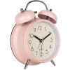 Clayre & Eef 6AC0031P Alarm Clock Analogue Pink Metal Glass 12x6x17 cm 1xAA