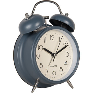 Clayre & Eef 6AC0032BL Alarm Clock Analogue Blue Metal Glass 9x5x13 cm 1xAA