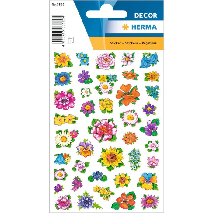 decorative labels DECOR Kleine Blumenköpfe 3 sheets