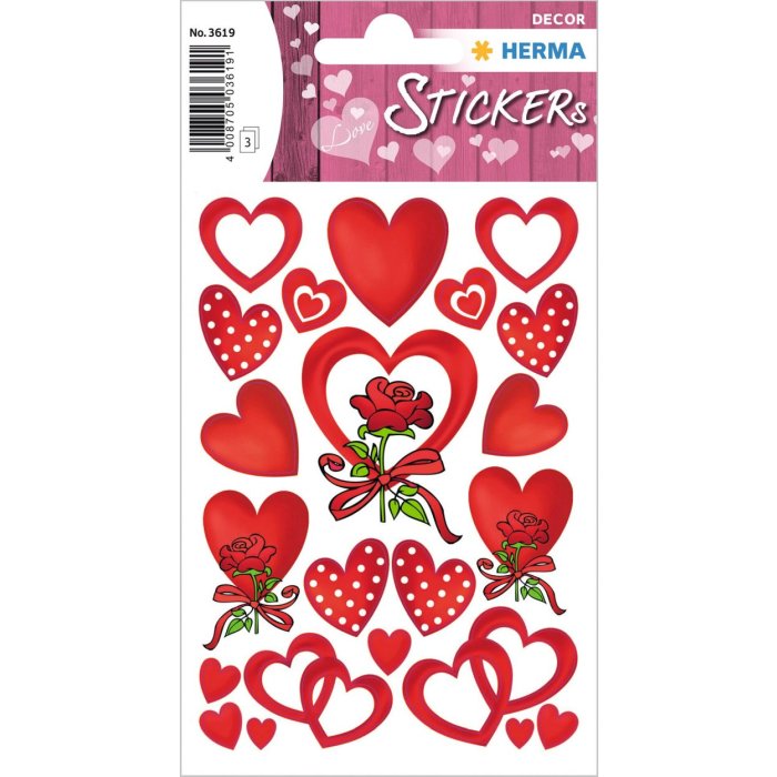 HERMA decorative labels DECOR Herzen&Rosen 3 sheets