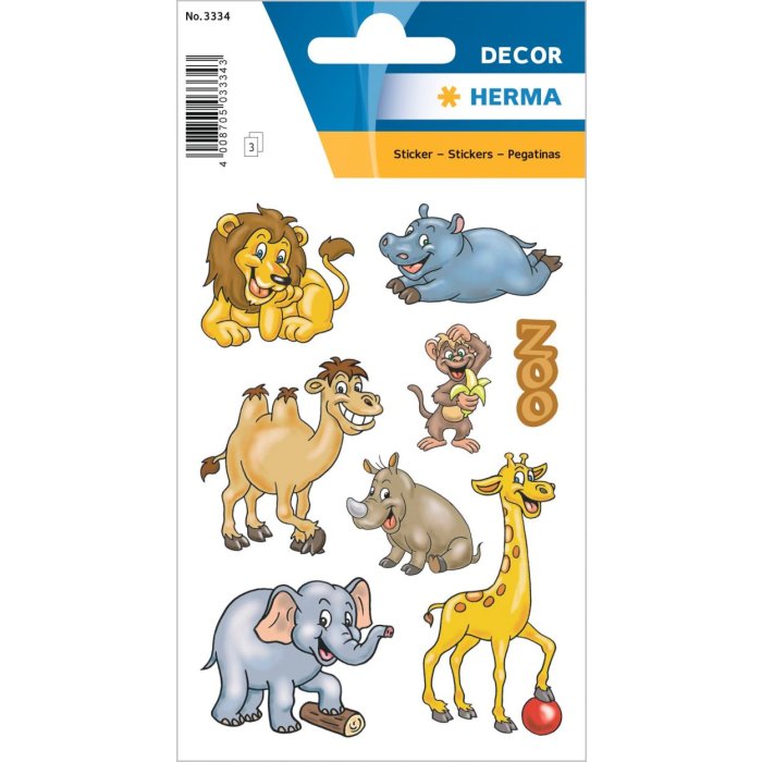 HERMA decorative labels DECOR Zootiere 3 sheets