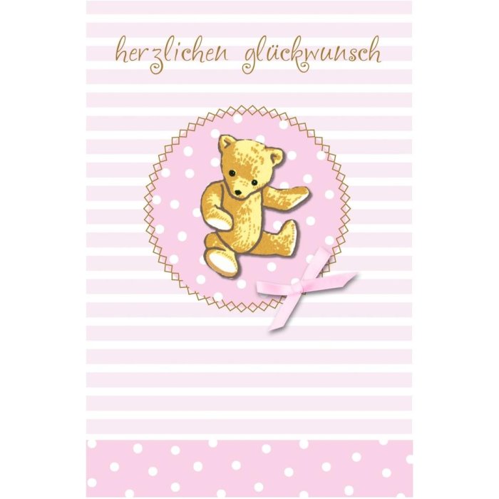 Baby card Teddy pink