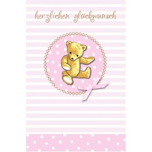 Baby card Teddy pink