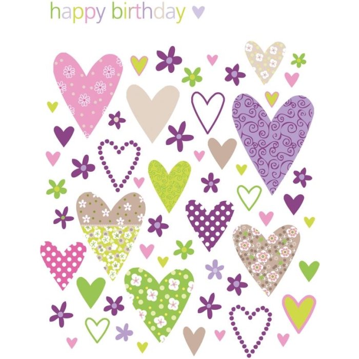 Artebene Card Birthday-Hearts-Pattern Mix-