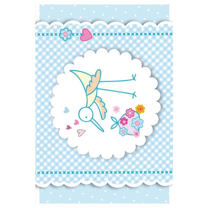 Artebene Card Stork-Baby-Blue-Glitter