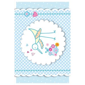 Artebene Card Stork-Baby-Blue-Glitter