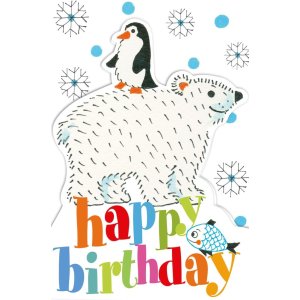 Art Level Card Stand-up-Birthday-Polar Bear-Glitter