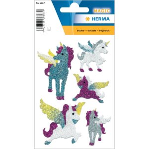 decorative labels MAGIC unicorns Diamond glittery 1 sheet