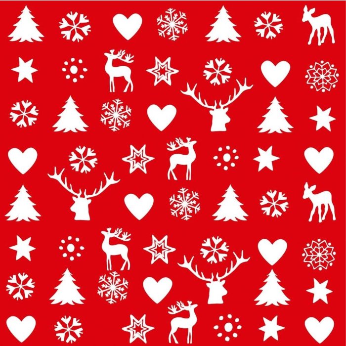 Paper napkins Christmas symbols - red