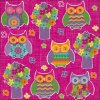 Paper napkins owl - small - pink