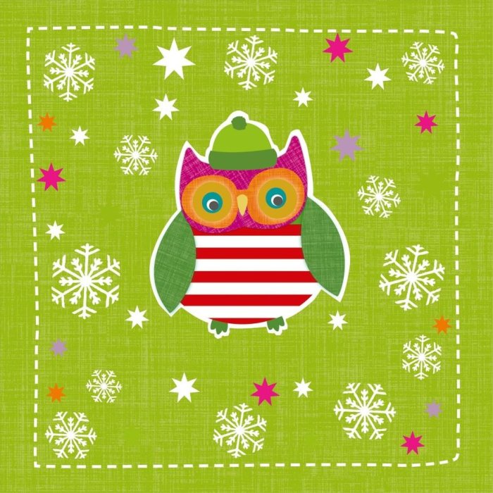 Paper napkins Wintereule - green