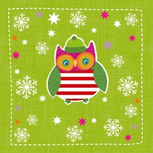 Paper napkins Wintereule - green