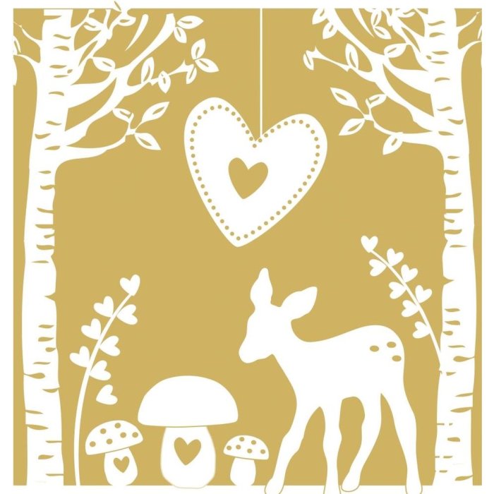 Paper napkins Bambi - mushrooms - gold