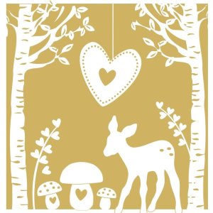 Paper napkins Bambi - mushrooms - gold