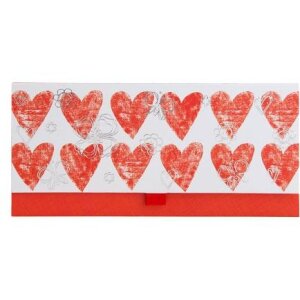 Artebene Money Envelope Hearts-Red-Silver