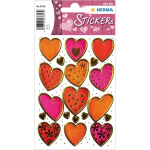 DECOR stickers Hearts, Gold embossing 2 sheet