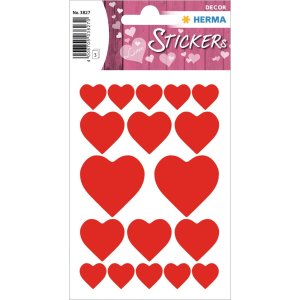 HERMA DECOR stickers hearts red 3 sheets