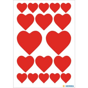 HERMA DECOR stickers hearts red 3 sheets