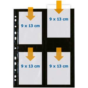 10 x black transparent photo sleeves for photo size 9x13cm