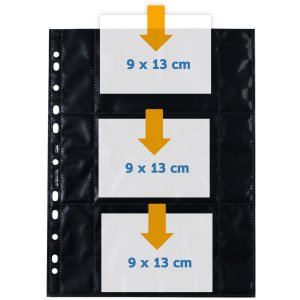 10 photo sleeves 9x13cm black - horizontal