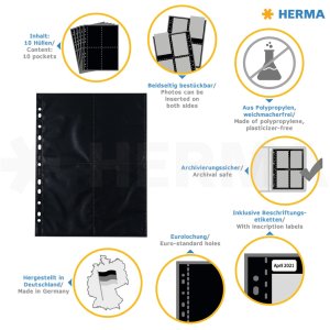 photo sleeves 10x15cm -black vertical- 10 sleeves