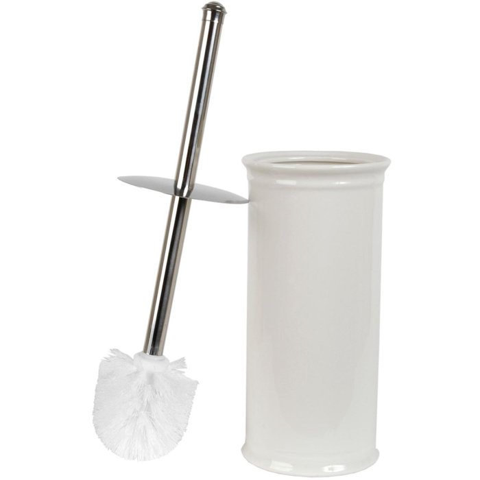 Clayre & Eef Toilet Brush with Holder in White Ceramic Ø 11x24 cm