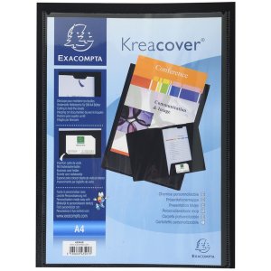 Presentation folder made of PP Krea Cover, for A4 size black