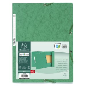 Binder with 3 flaps and elastic band Manila board 400g-m2 - A4 Green