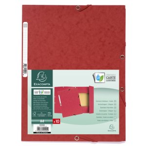 Exacompta folder with 3 flaps and elastic Manila board 400g-m² - A4 Red