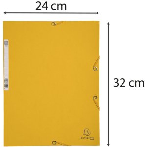 Binder with 3 flaps and elastic band Manila board 400g-m2 - A4 Yellow